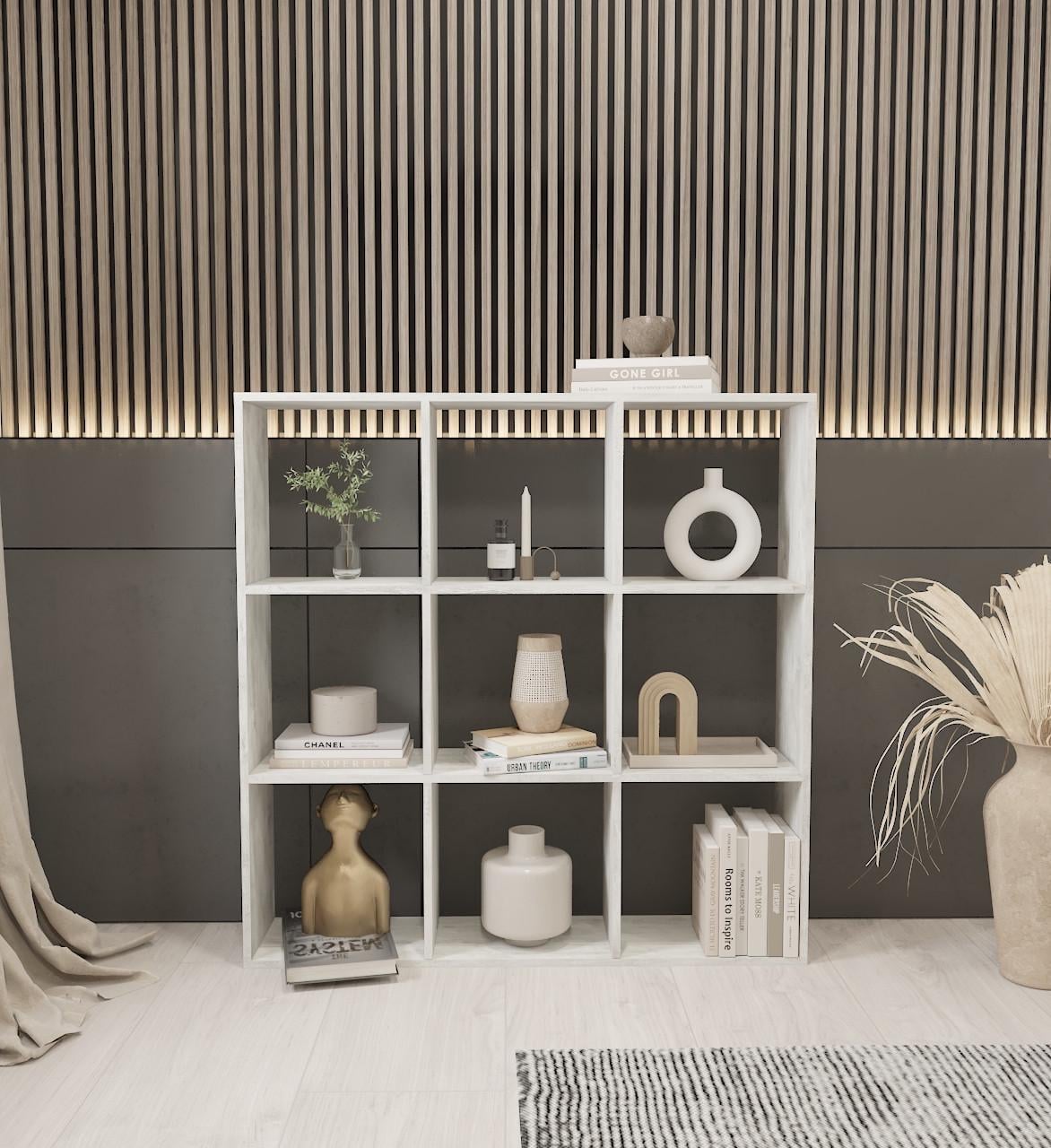 Стеллаж для книг и декора на 9 ячеек GP-18 1072х230х1078 мм Бетон