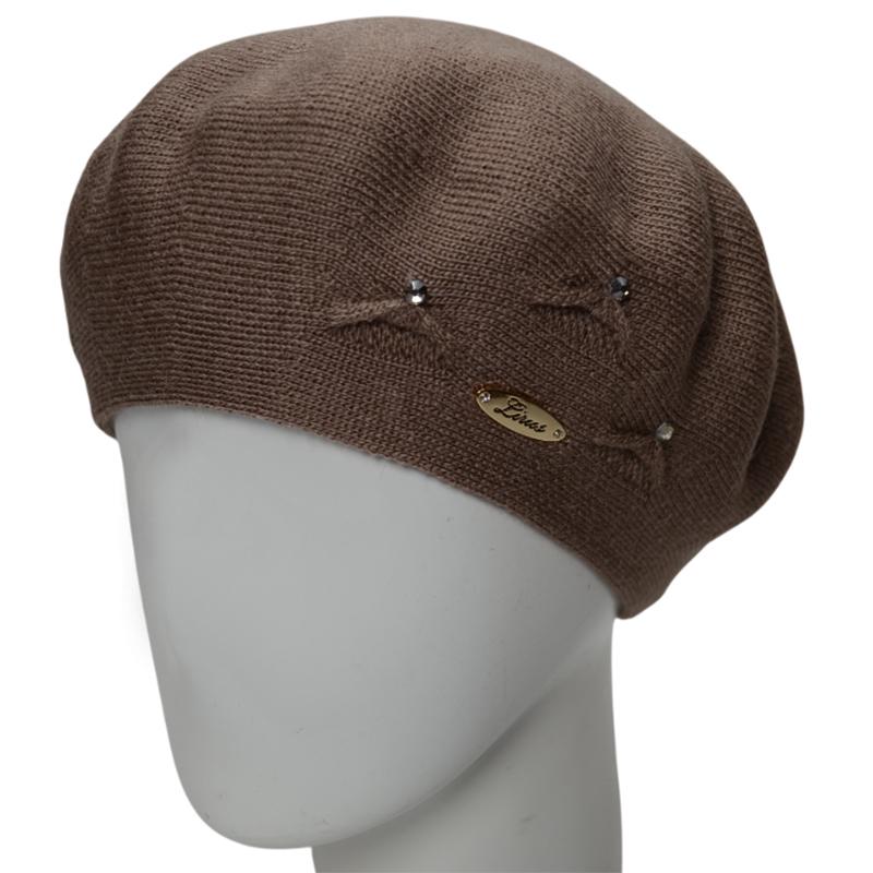 Берет женский Lirus Кристал осенний тонкой вязки  Темно-пудровый