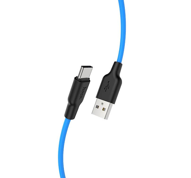 Кабель Hoco Type-C для USB Silicone X21 Plus 3 A 1 м Black/Blue (538442)