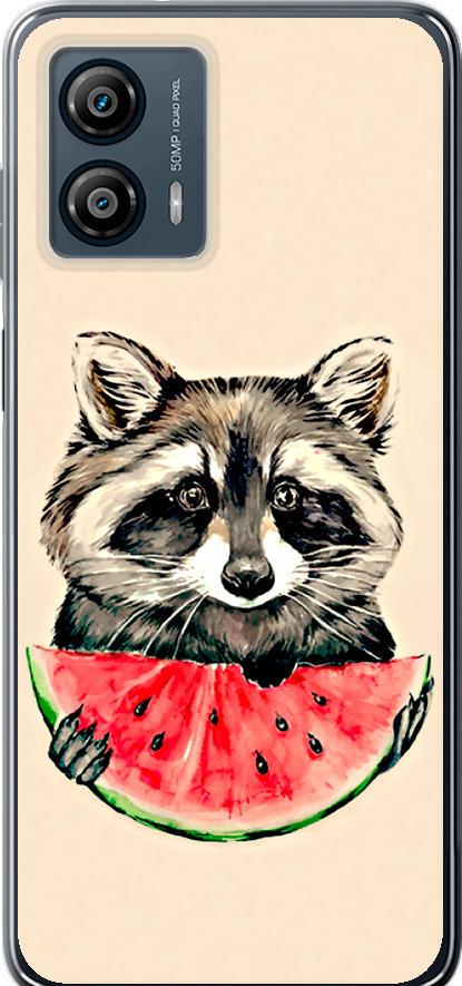 Чехол на Motorola Moto G53 Енотик с арбузом (4605u-3047-42517)