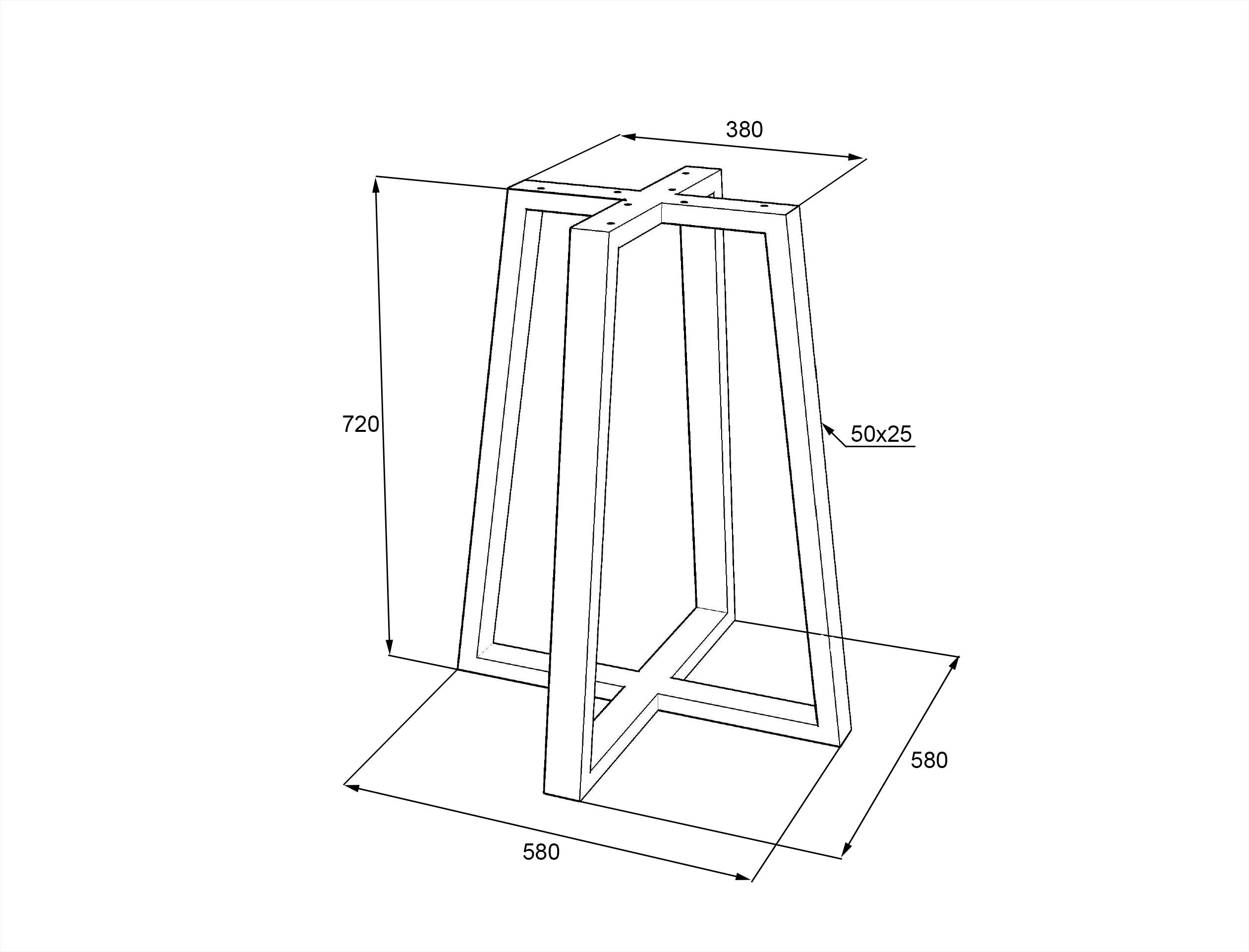 Опора для стола Lofty Серия 20 из металла ширина 380х580 мм Черный - фото 2