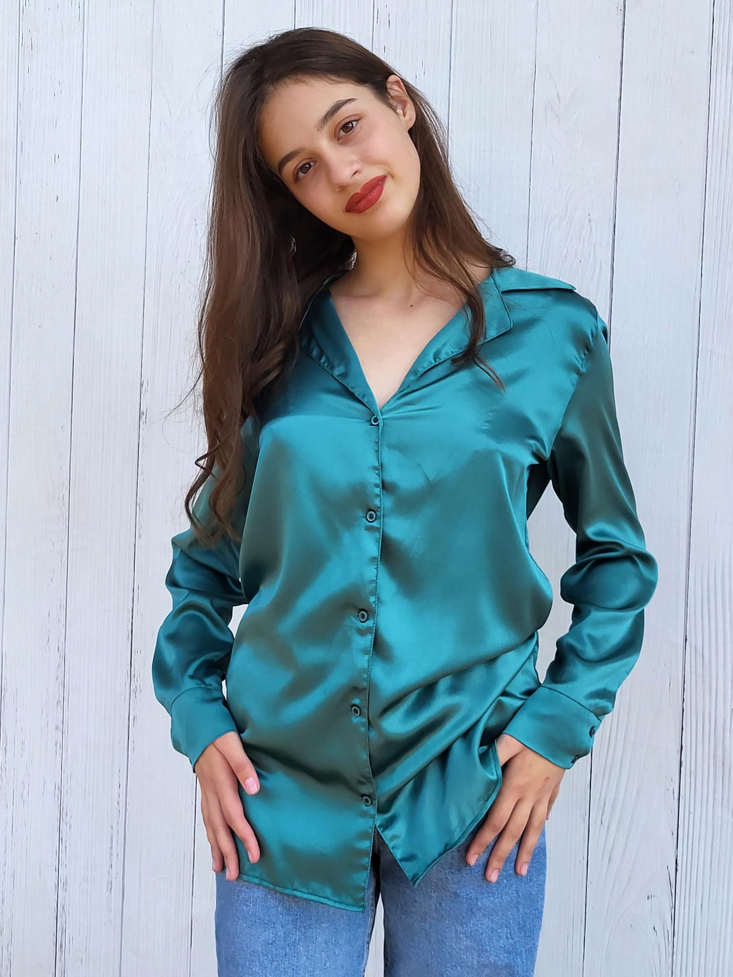 Блуза-сорочка жіноча Nasty Gal 10261 M Смарагдовий