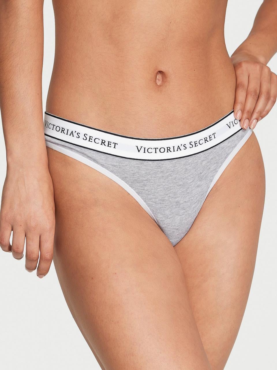 Трусики женские Victoria Secret Logo Cotton Thong LOGO L Серый (2293305006)