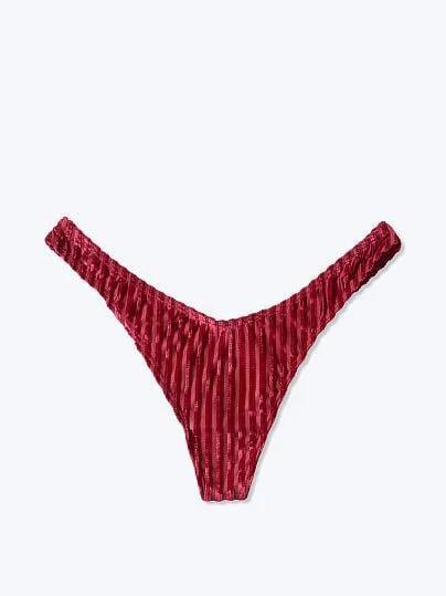 Трусики стринги Victoria's Secret Holiday Red Velvet Thong S Бордовый (26194512)
