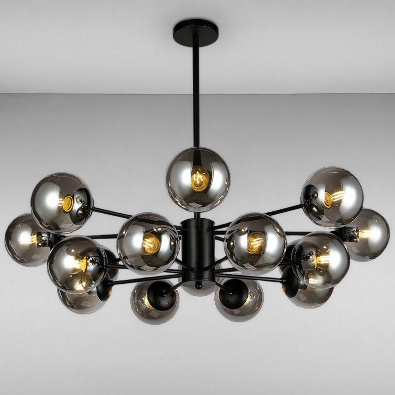 Люстра підвісна молекула Light House LS-14858-16 BK+BK на шістнадцять ламп Чорний Люстра підвісна молекула Light House LS-14858-16 BK+BK на шістнадцять ламп Чорний