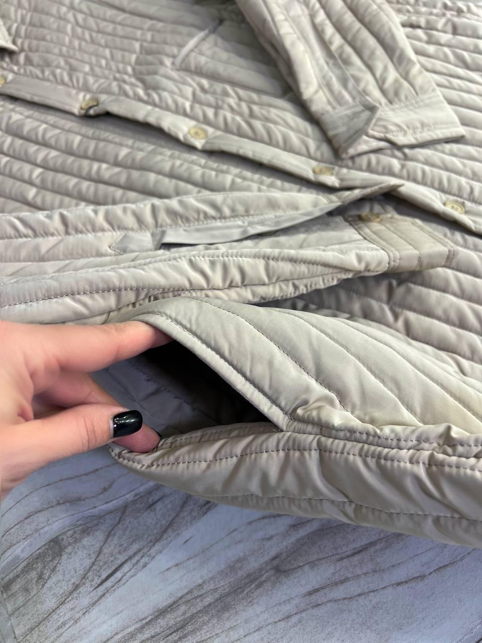 Куртка женская LADY YEP 9089 рубашка удлиненная стеганая демисезонная OS Бежевый (3721) - фото 3 Куртка женская LADY YEP 9089 рубашка удлиненная стеганая демисезонная OS Бежевый (3721) - фото 3