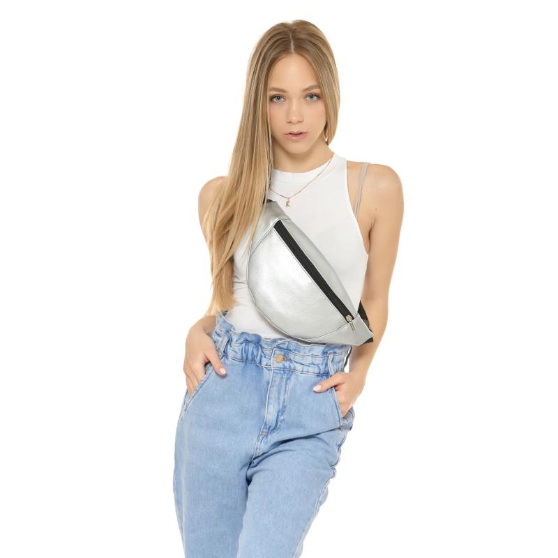 Сумка бананка на пояс Hoso MSH 33x14x5 см Серебрянный