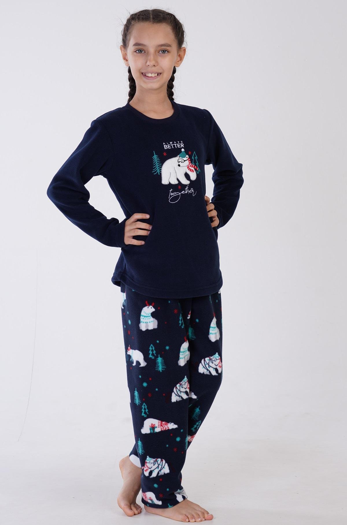 Пижама детская флисовая для девочек лонгслив и штаны Vienetta 134-140 см Синий (305009) Пижама детская флисовая для девочек лонгслив и штаны Vienetta 134-140 см Синий (305009)