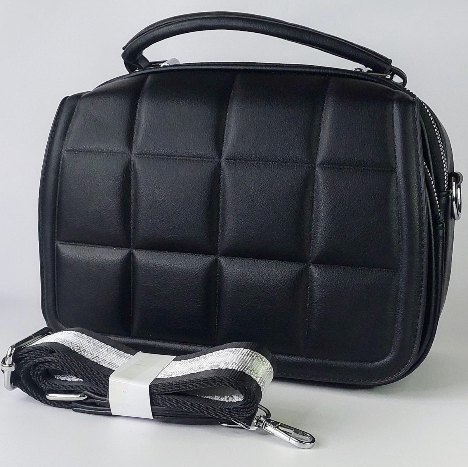 Жіноча сумка-крос-боді Marconi Karlos з короткою ручкою та широким ремінцем на два відділеня Чорний (4042)