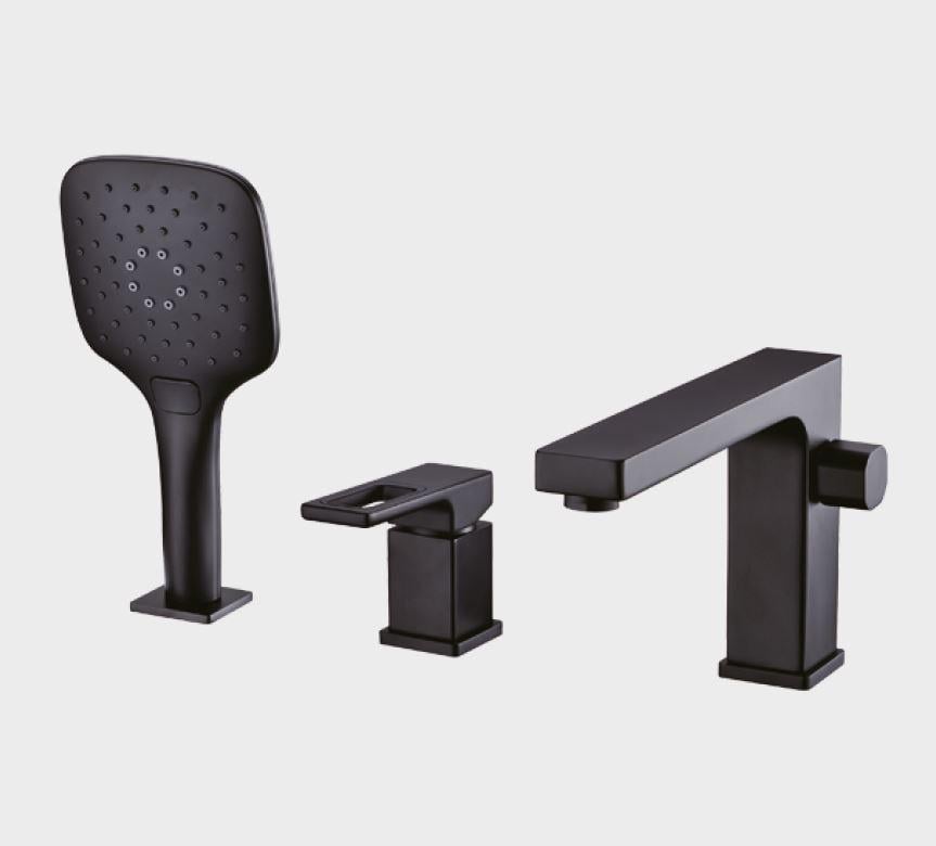 Змішувач на борт ванни Gappo G1117-6 на три отвори Чорний (115052) - фото 3