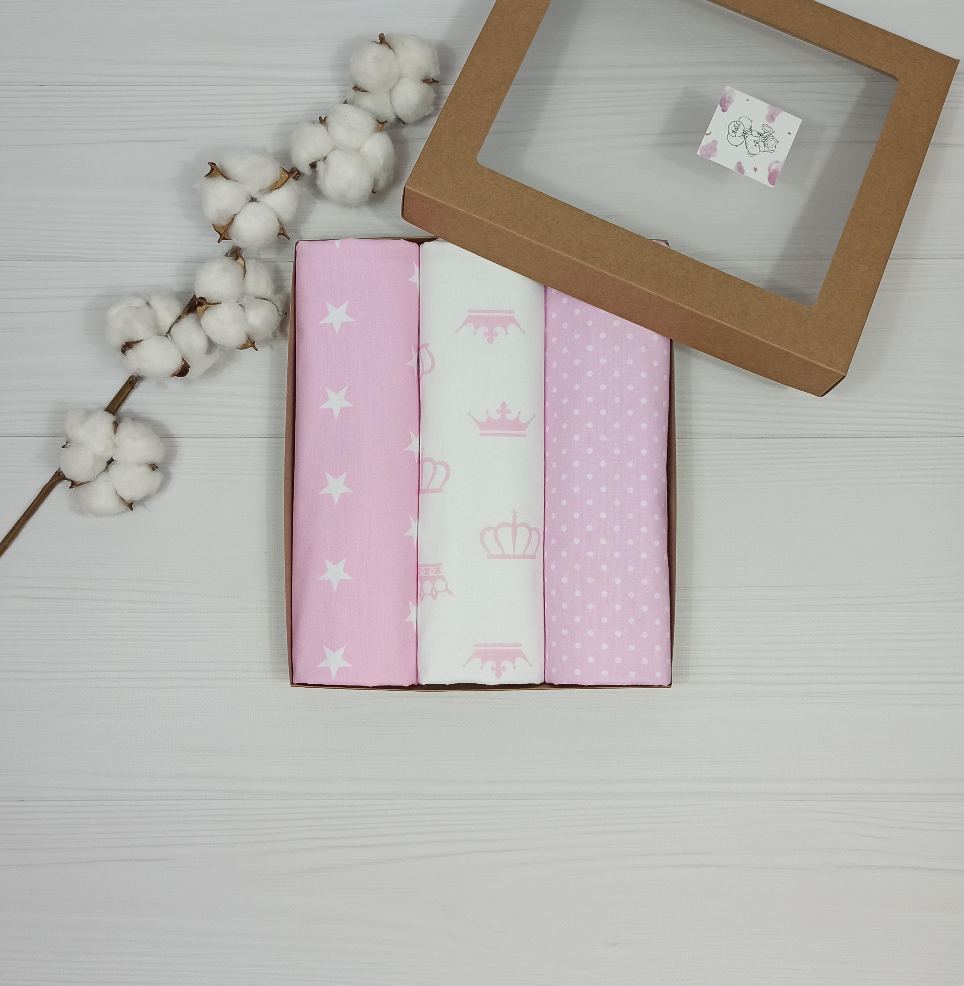 Пеленки детские a.l.babybox Короны 50х80 см 3 шт. Розовый (NA 18169877)