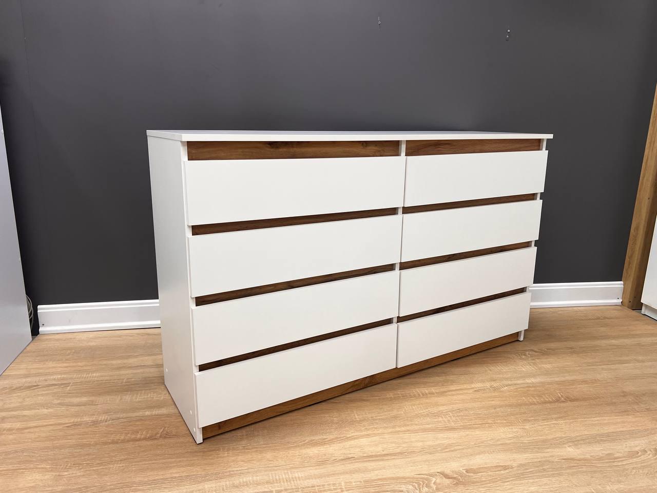 Комод на 8 ящиков без ручек Sydney 1404х410х860 мм Белый/Дуб Аппалачи - фото 1 Комод на 8 ящиков без ручек Sydney 1404х410х860 мм Белый/Дуб Аппалачи - фото 1