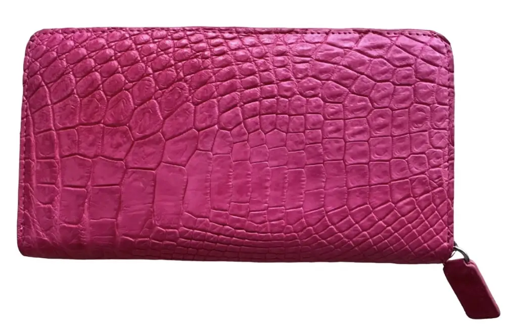 Кошелек женский Ekzotic leather на молнии из кожи крокодила Розовый (cw01_5)
