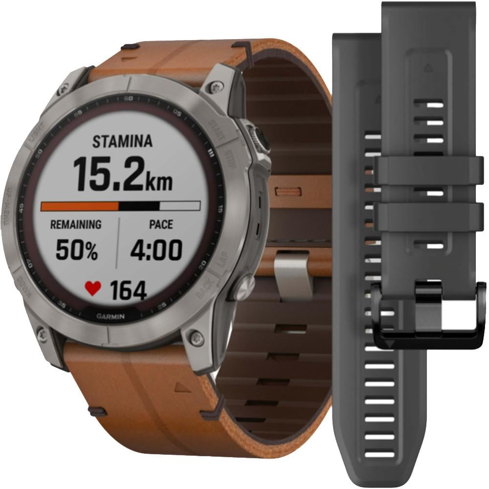 Смарт-часы Garmin fenix 7X Sapphire Solar Titanium with Chestnut Leather Band (010-02541-19) - фото 9