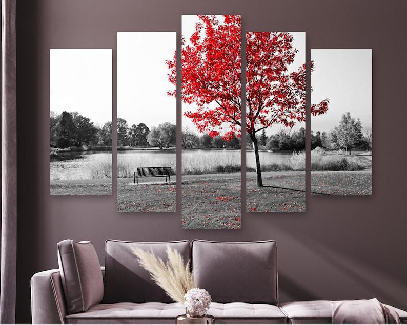 Модульная картина KIL Art Багряное дерево на холсте из пяти частей 137x85 см (M51_L_507)