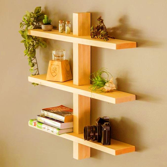 Полка книжная настенная из дерева Престол Ваниль (КПГ-001902)