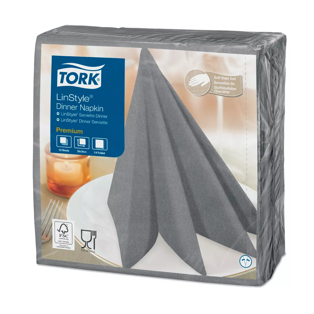 Серветки сервірувальні Tork Linstyle один шар 39х39 мм 50 шт. Сірий (478728)