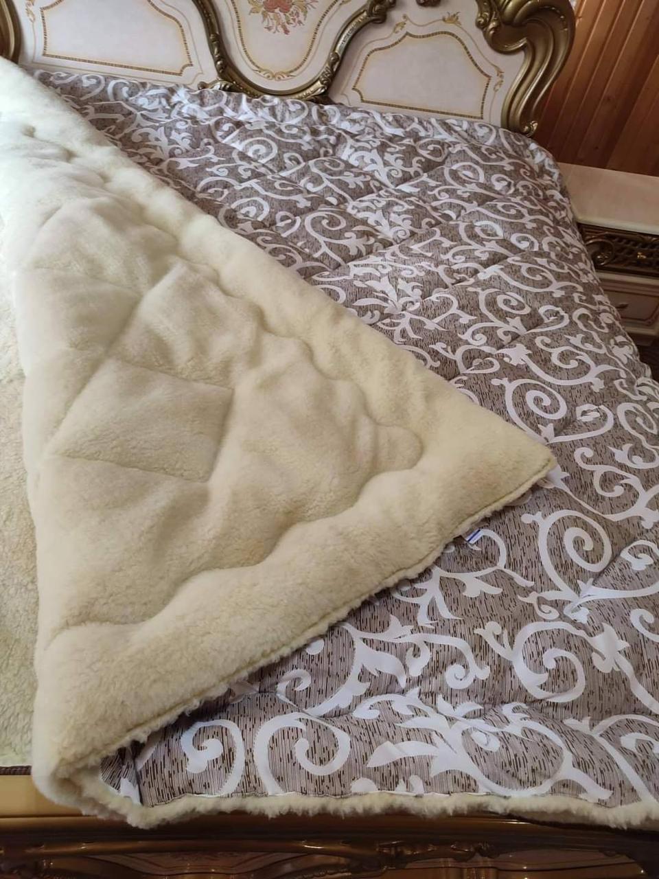 Одеяло полуторное из овечьей шерсти Лери Макс Кофейный