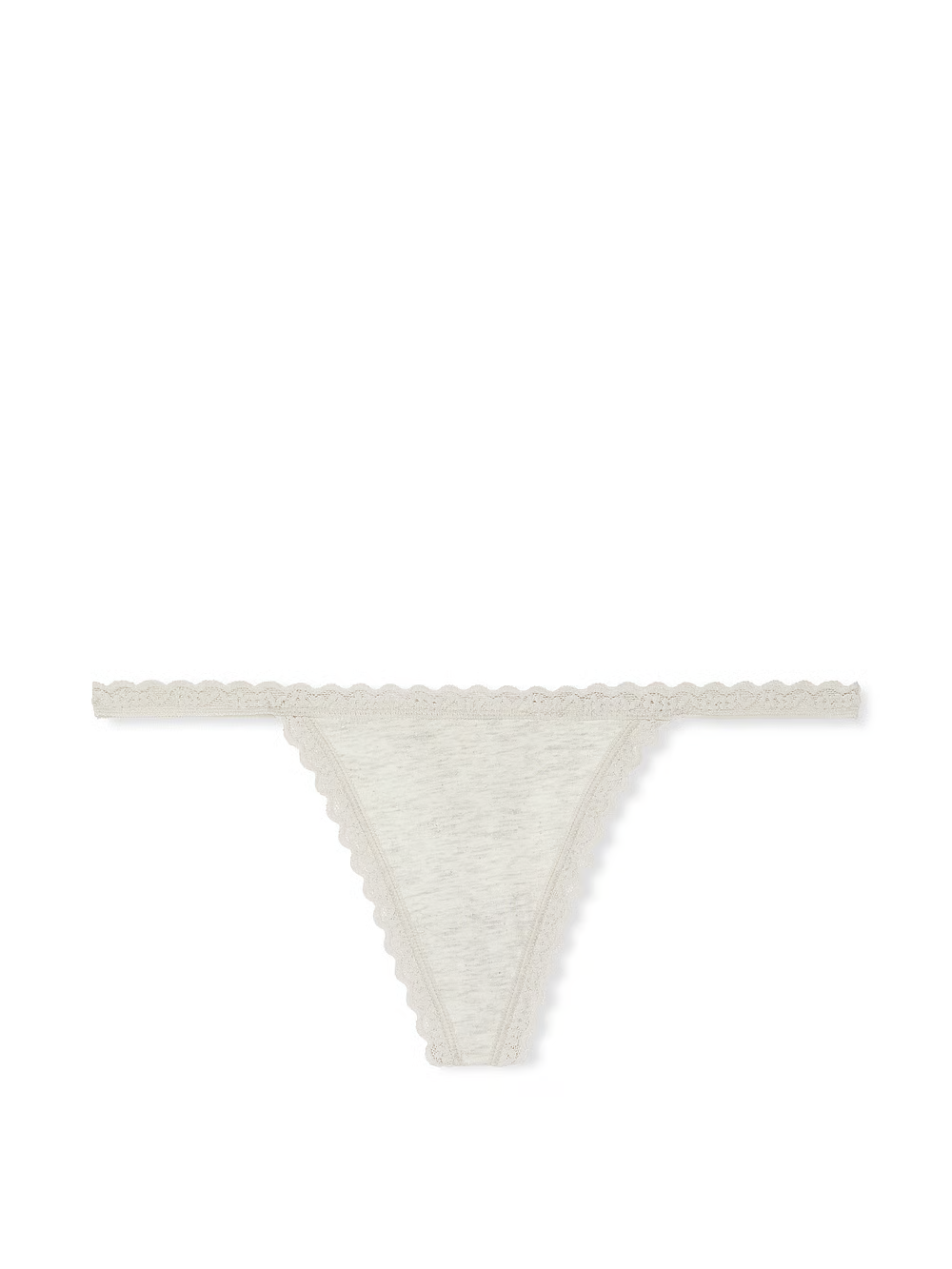 Труси Victoria's Secret Lace-Waist Heather Rib V-String Panty M Сірий (27319078)