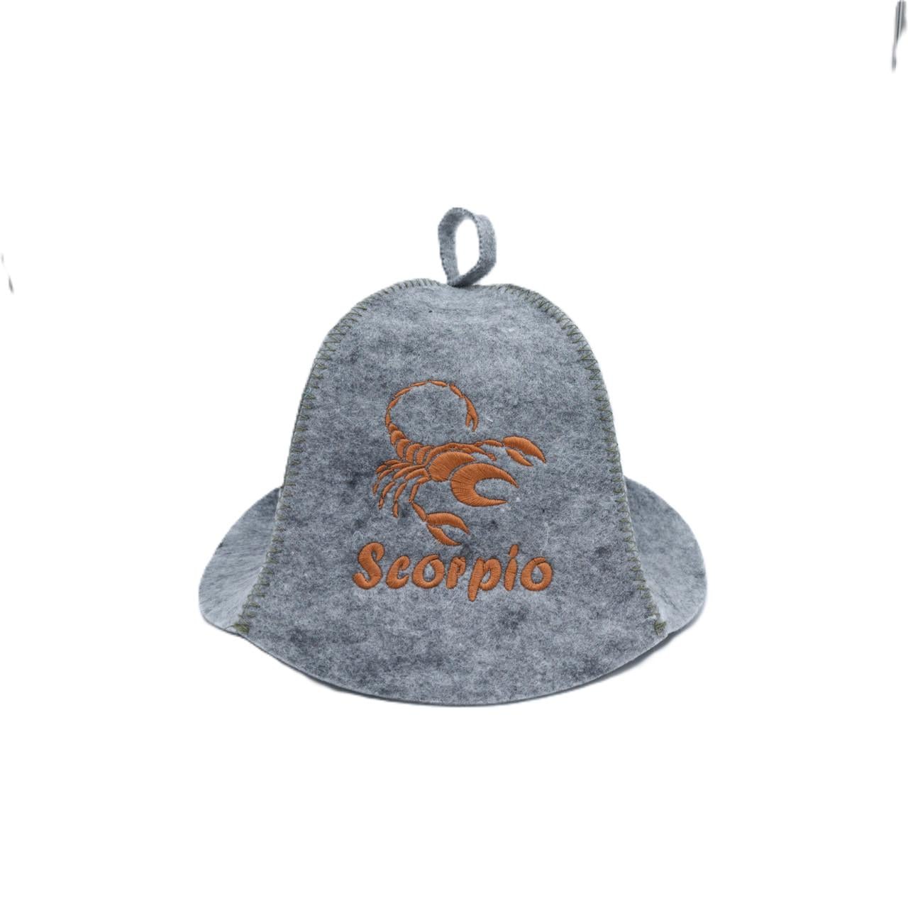 Шапка для бани Luxyart Зодиак Скорпион искусственный мех Серый (XL-109)