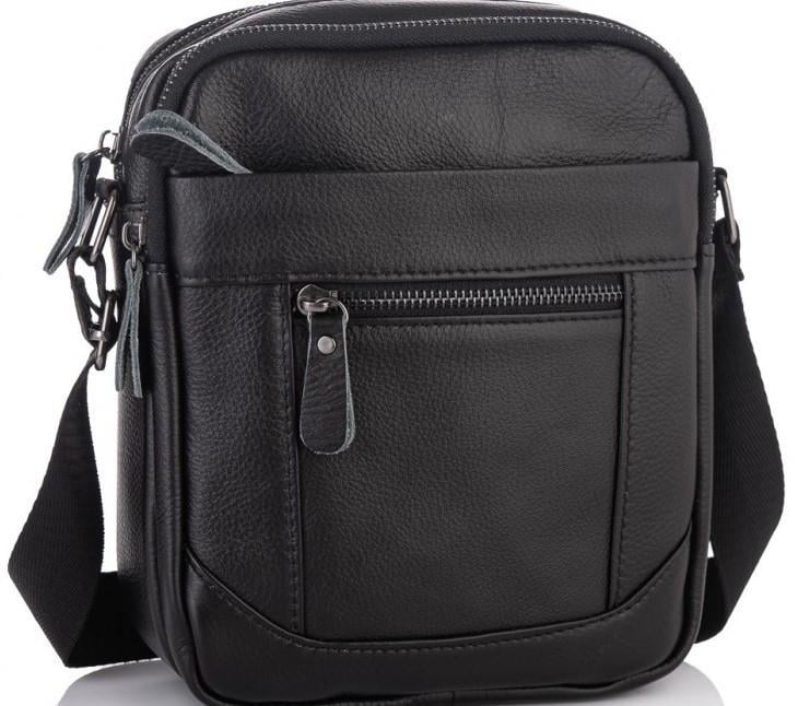 Мужская сумка из натуральной кожи Tiding Bag Черный (SA25-223A)