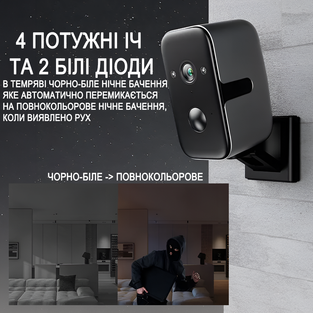 Камера видеонаблюдения уличная аккумуляторная Wi-Fi Camsoy F7 с датчиком движения и ночным видением (1280) - фото 9 Камера видеонаблюдения уличная аккумуляторная Wi-Fi Camsoy F7 с датчиком движения и ночным видением (1280) - фото 9