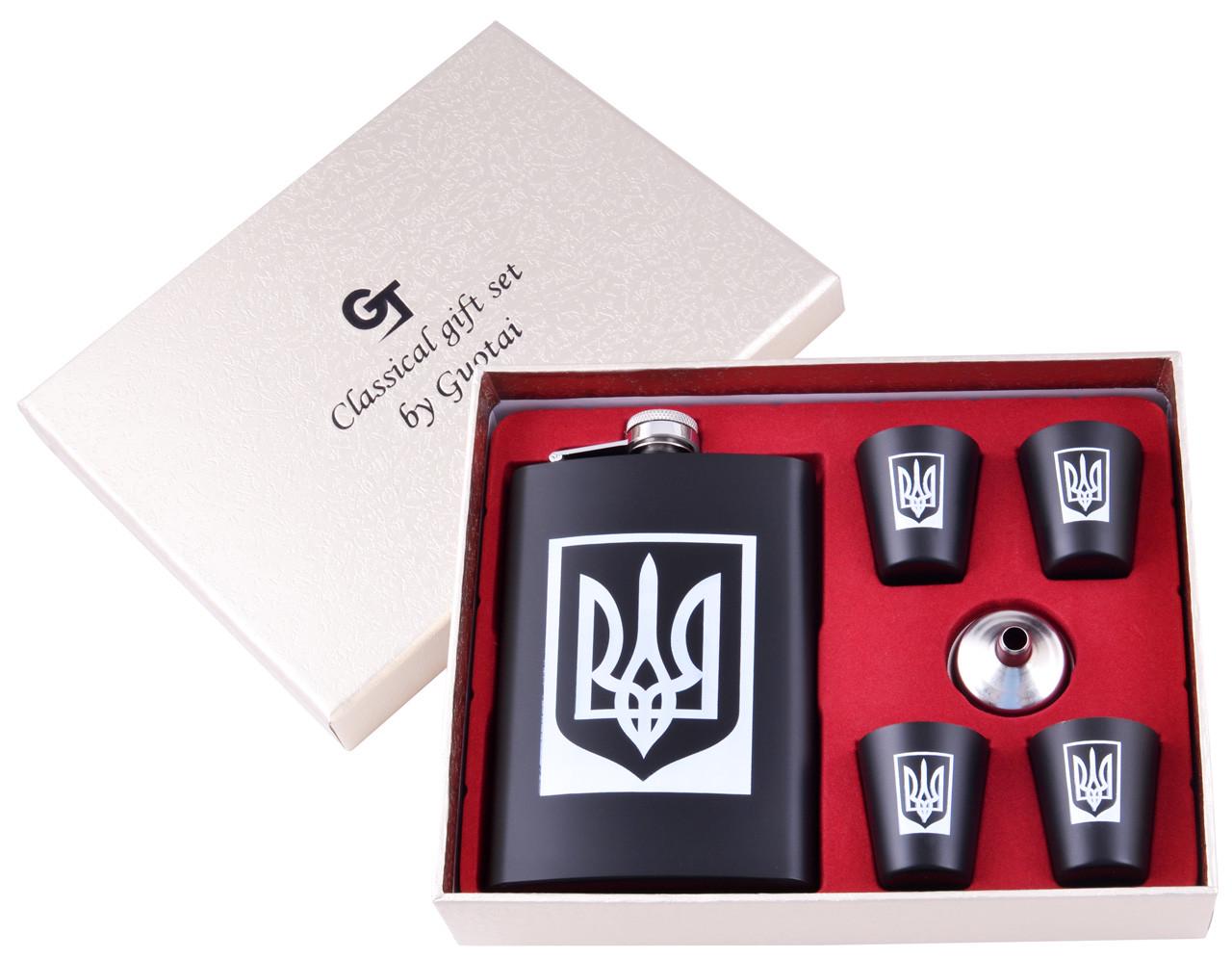 Набор фляга и 4 стопки Very Black UA 265 мл Черный