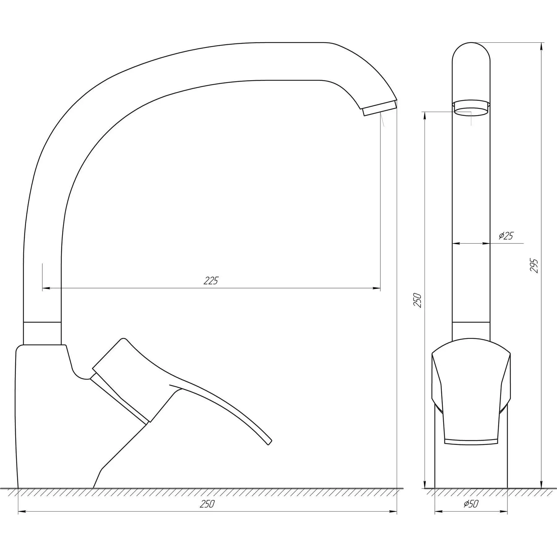 Змішувач для кухні Globus Lux Queensland GLQU-0203S-BIG-6-MARONE (GSR-000019217) - фото 4