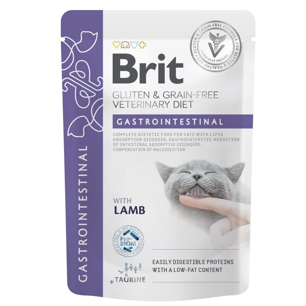 Корм влажный Brit GF VD Gastrointestinal для кошек с ягненком 85 г (34806693)