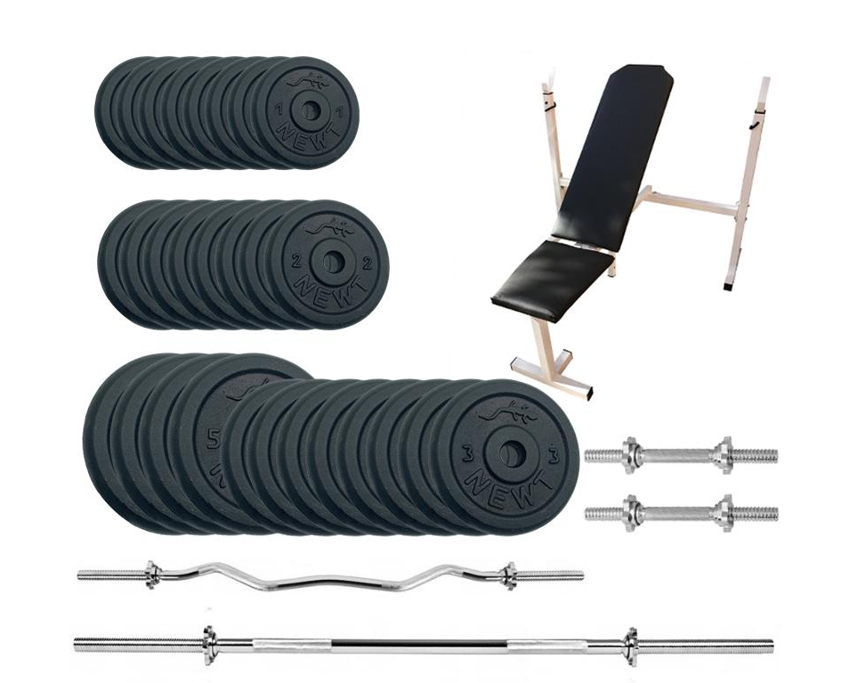 Скамейка для жима Newt Gym Set-SKH Home + штанга/гантели 84 кг (3416)