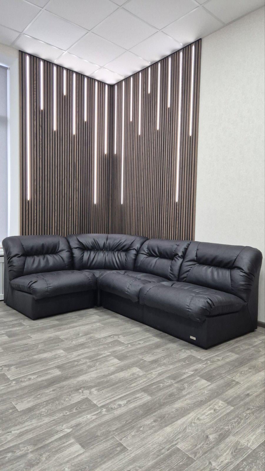 Диван ARIS Визит кожаный угловой модульный неразложимый 1650x2500 мм левый Черный (33163042)