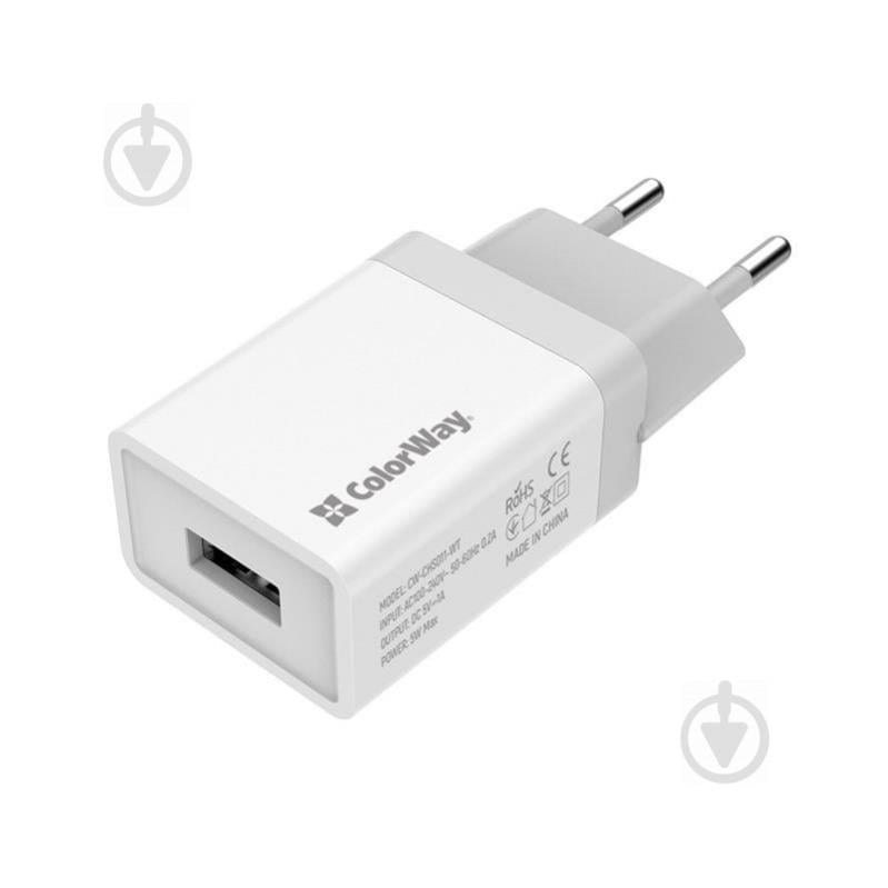 Сетевое зарядное устройство ColorWay (1USBx1A) White (CW-CHS011-WT)