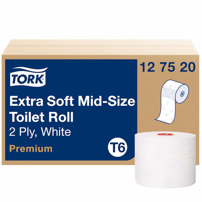 Туалетная бумага мягкая Tork Premium в Mid-size рулонах среднего размера (127520)