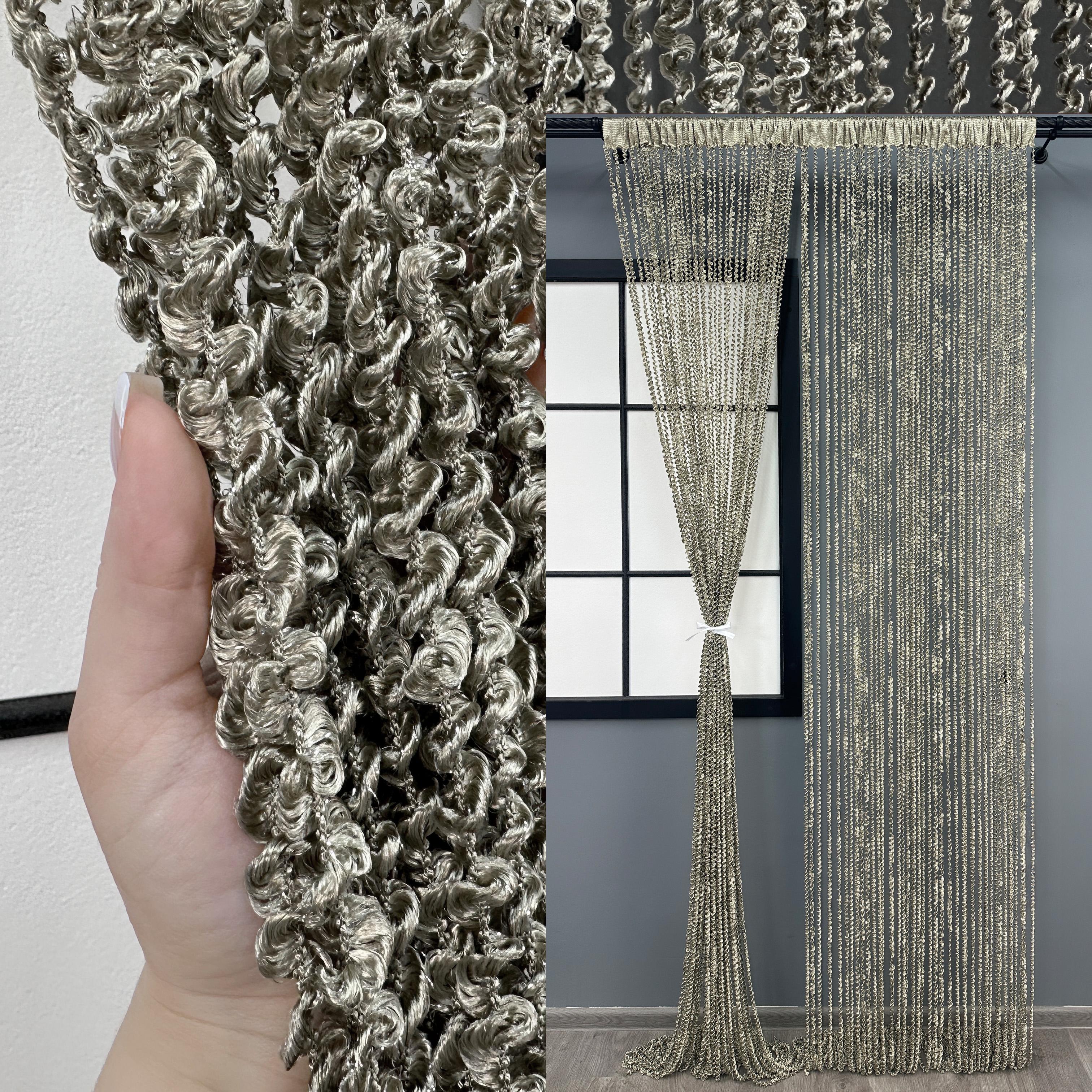 Шторы-нити спираль с люрексом 300х300 см Сатин (61-110) - фото 4 Шторы-нити спираль с люрексом 300х300 см Сатин (61-110) - фото 4