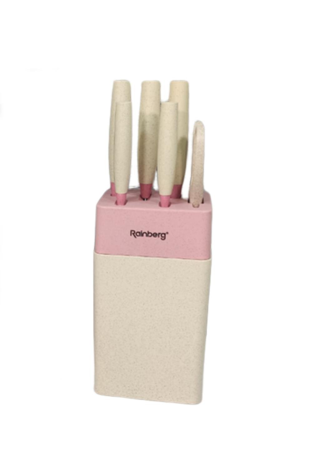 Набір кухонних ножів Rainberg RB-8808 з ножицями 7 пр. на підставці Білий (B-88087)