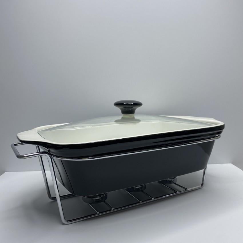 Мармит керамический Maestro MR-11361-73 прямоугольный с металлической подставкой 34 см 2,2 л (2045077343)