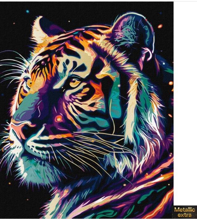Картина по номерам Идейка Фантастический тигр с красками металлик extra 40х50 см (KHO6527)