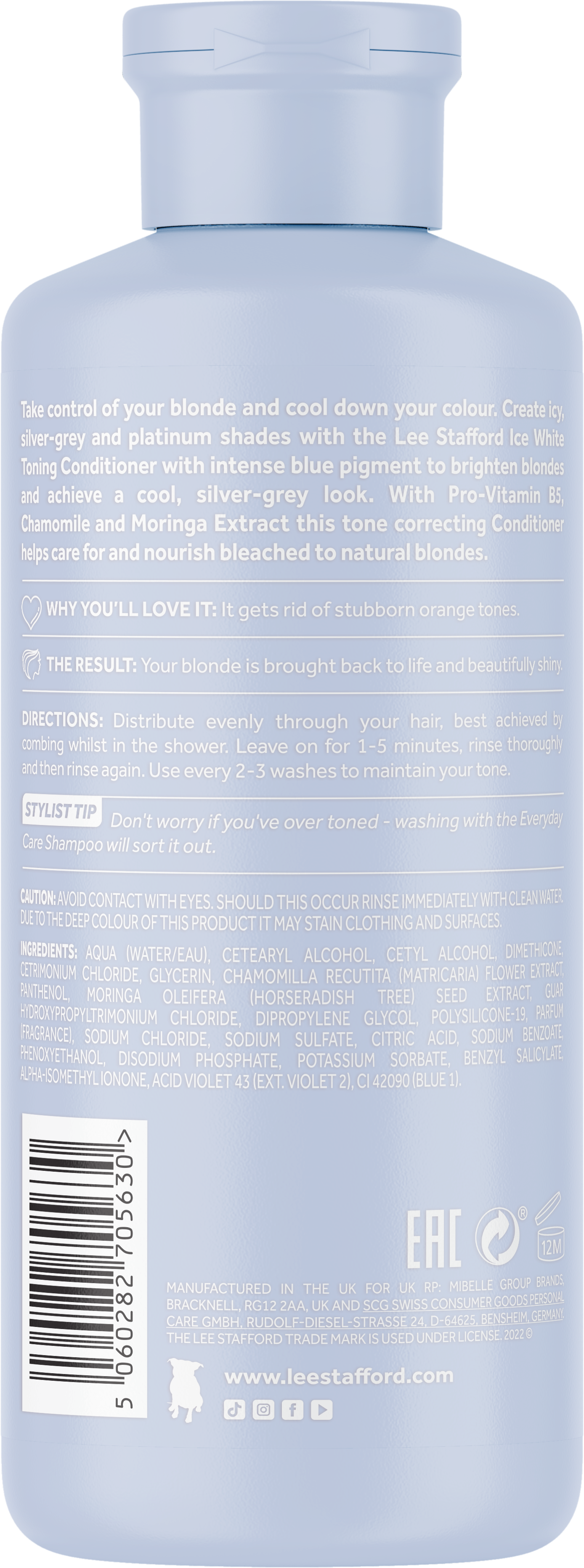 Кондиціонер для волосся з синім пігментом Bleach Blondes Ice White Toning Conditioner 250 мл (LS5630) - фото 2