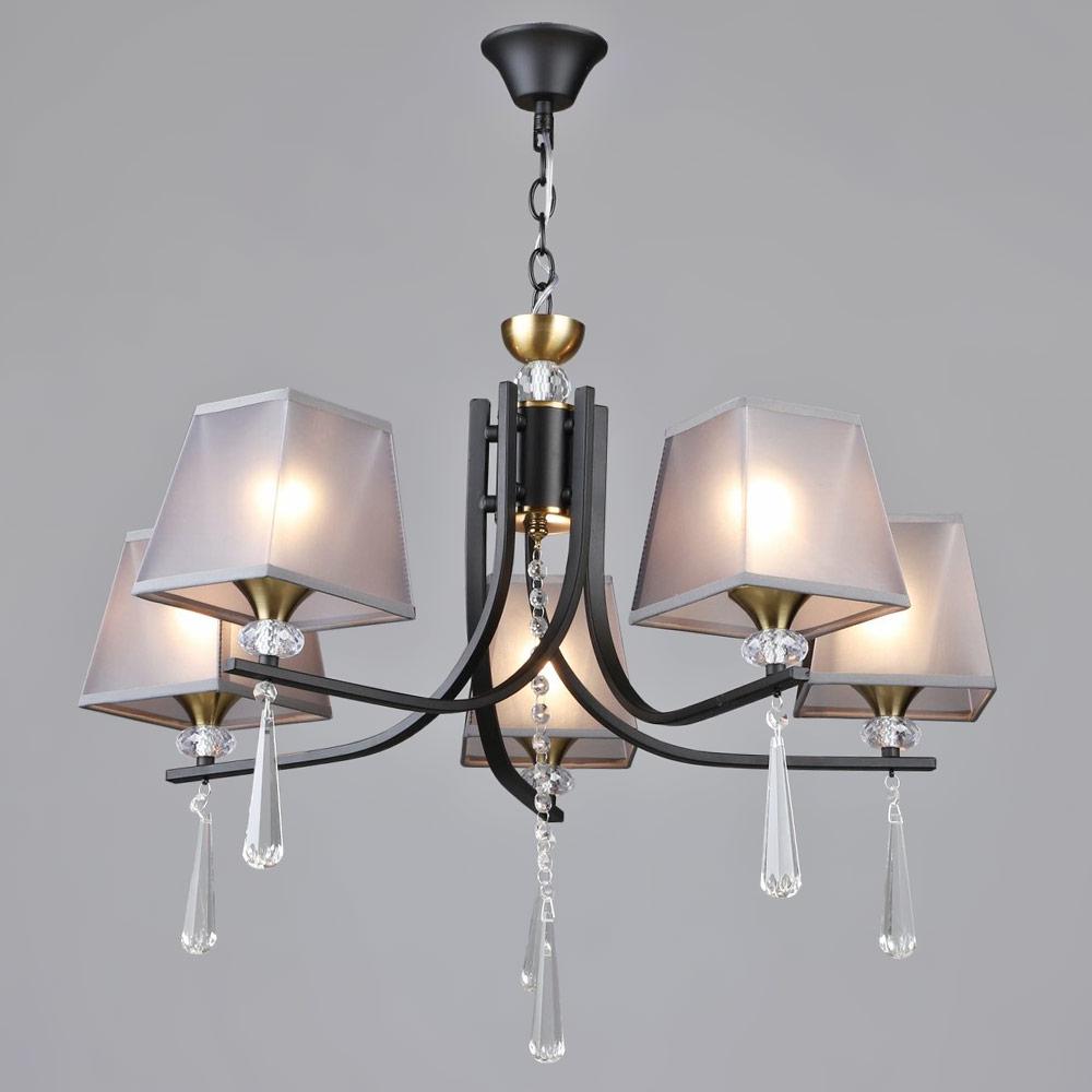 Люстра подвесная с абажуром Light House SRS-19779/5 BK/COP Черный/Золотой