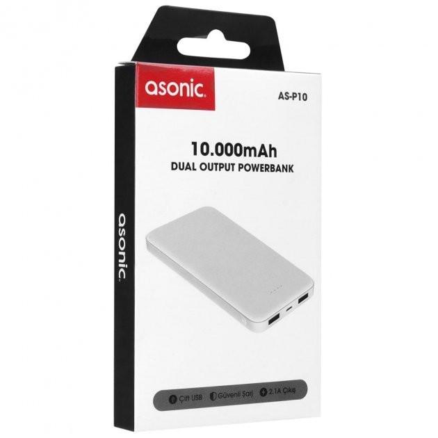 Внешний аккумулятор повербанк Asonic 10 000 mAh 2 USB 10W - фото 2