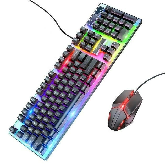 Клавіатура і миша Hoco GM18 gaming з RGB підсвічуванням Чорний (aa98b2eb)
