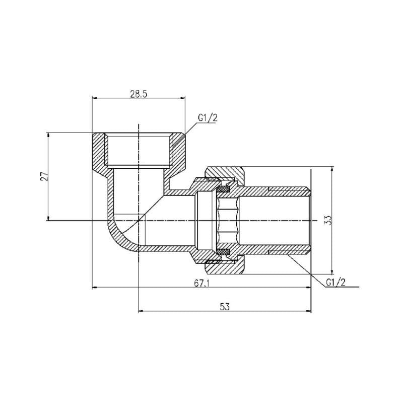 Згін американка кутовий SD Forte 1/2" SF191W15 (FRRS00008309) - фото 2