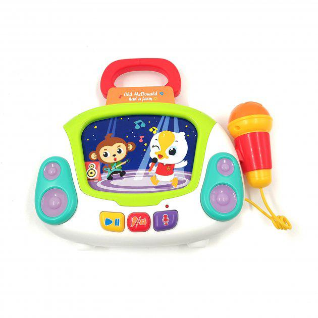 Детское караоке 3138/12/2 подсветка/4 музыкальные карты/микрофон (25604938)