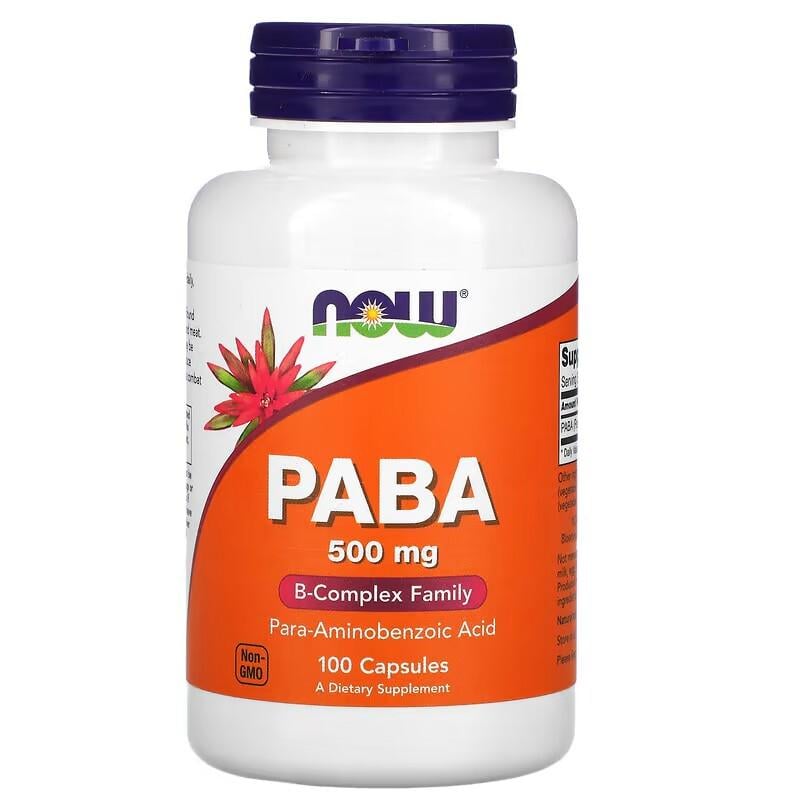 Дієтична добавка Now Foods PABA Пара-амінобензойна кислота 500 мг 100 капс. (CO002756)