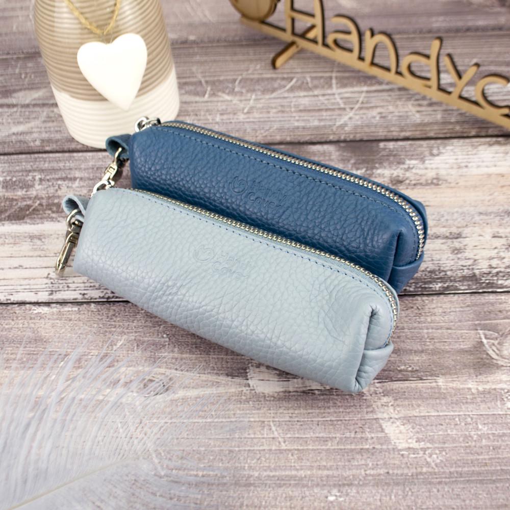 Ключница кожаная женская HC-109 на молнии Голубой - фото 7