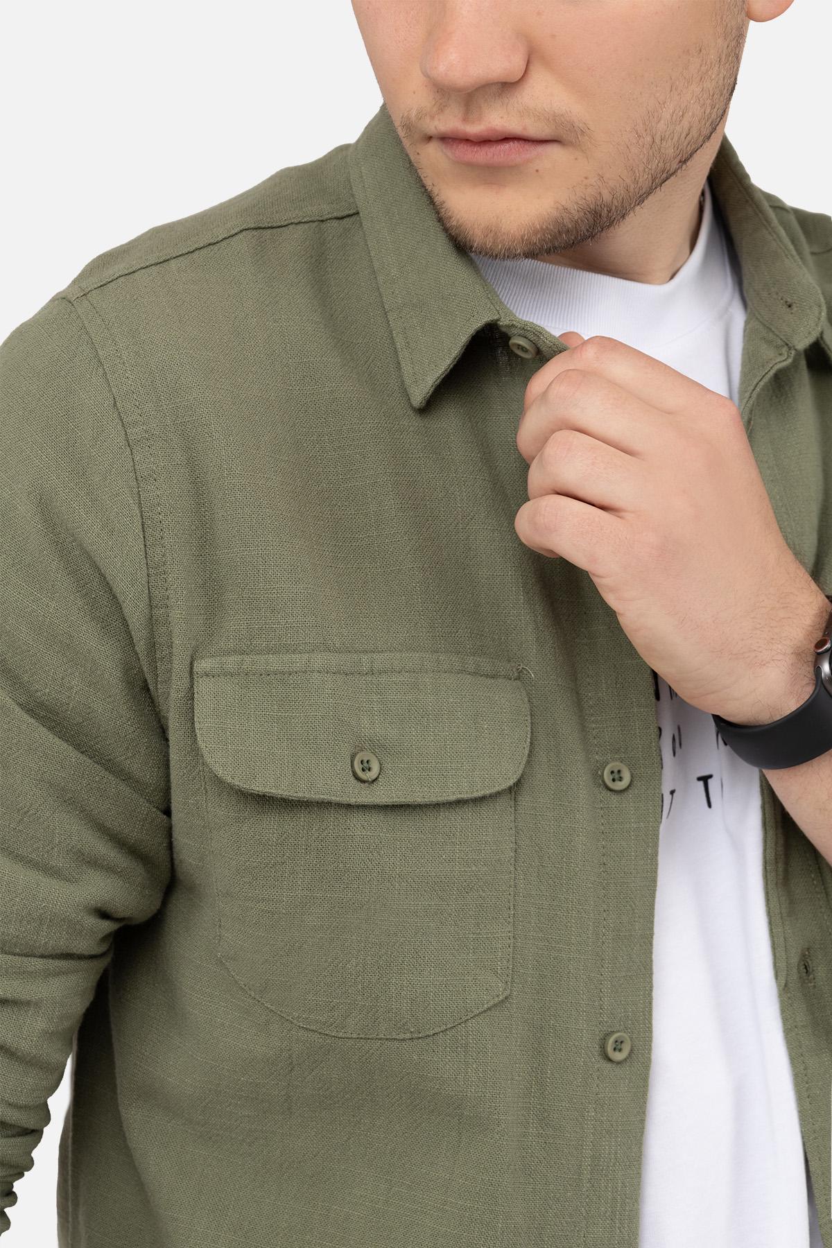 Сорочка чоловіча ЦБ-00249851 з довгим рукавом р. 44 Хакі (SKT000992003) - фото 2 Сорочка чоловіча ЦБ-00249851 з довгим рукавом р. 44 Хакі (SKT000992003) - фото 2