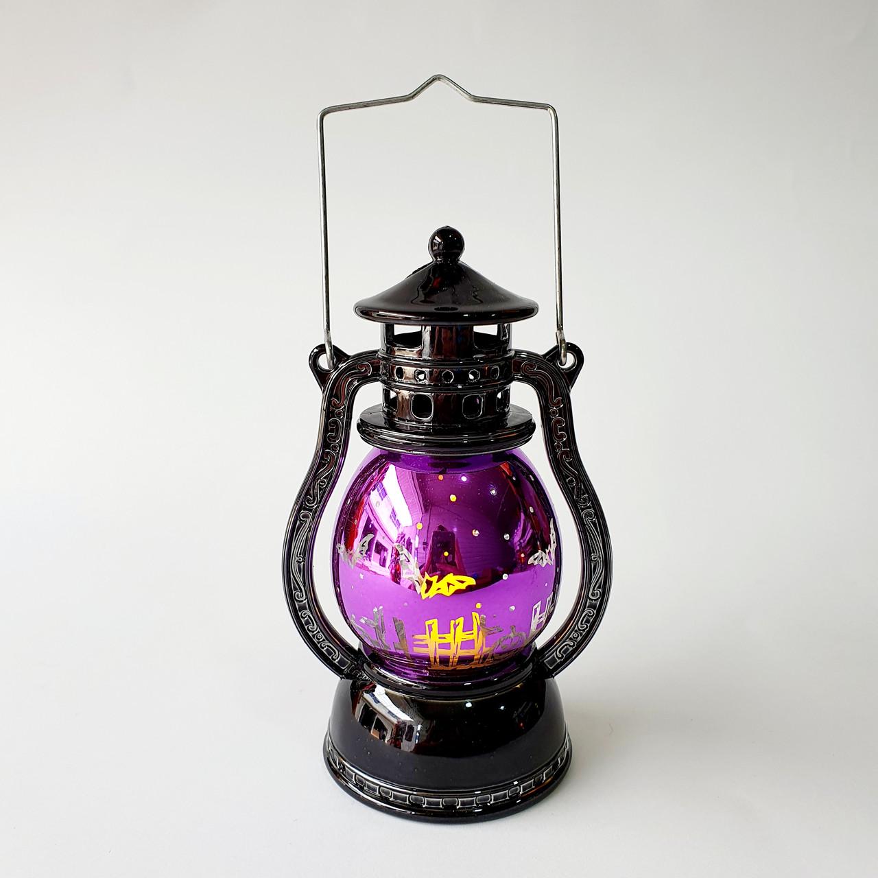 Фонарь для декора на Хэллоуин 12х8 см Фиолетовый