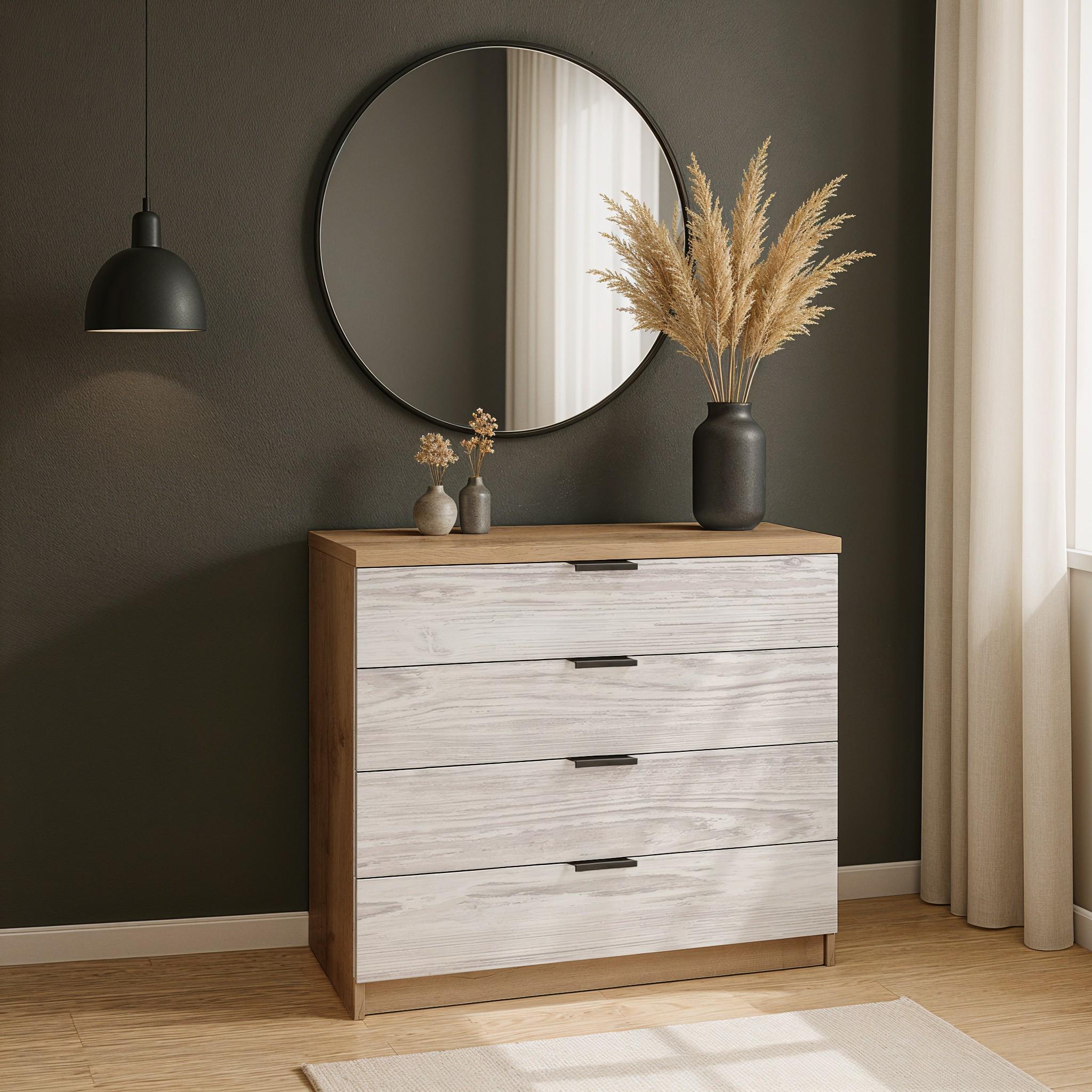 Комод на 4 ящика Komfort 900х440х870 мм Дуб Аппалачи/Аляска