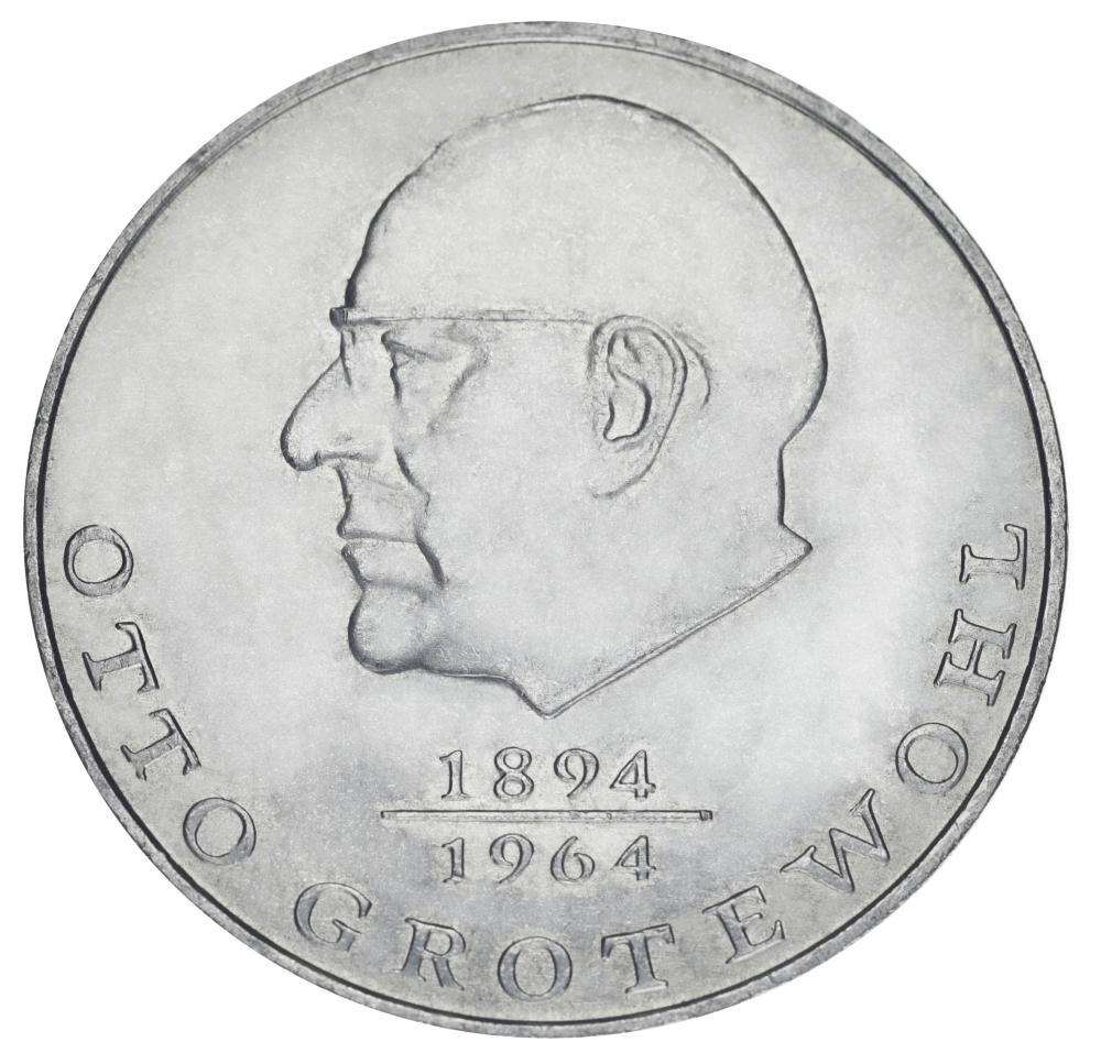 Коллекционная монета Германия 20 марок 1973 F-VF А Отто Гротеволь