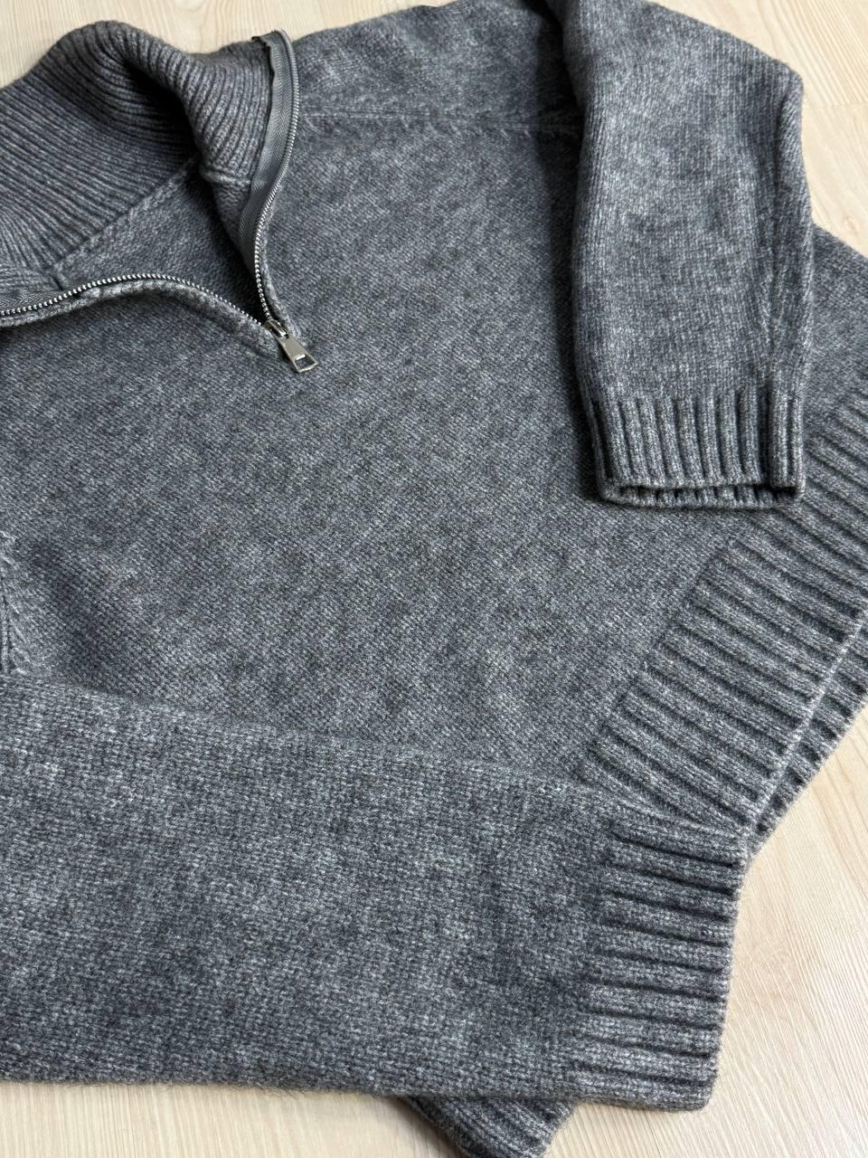 Светр жіночий A-N 1780 з коміром на блискавці OS Сірий (5969) - фото 2